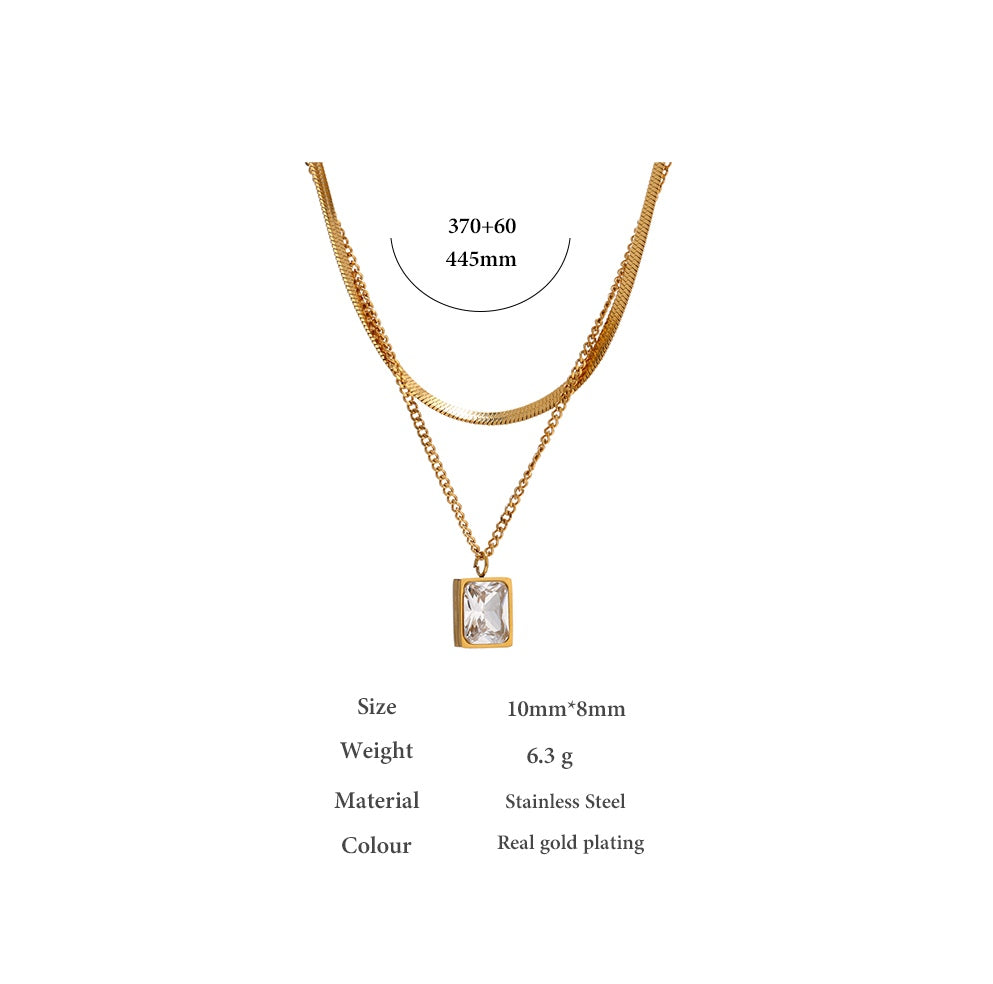 Zirconia Double Layer Necklace