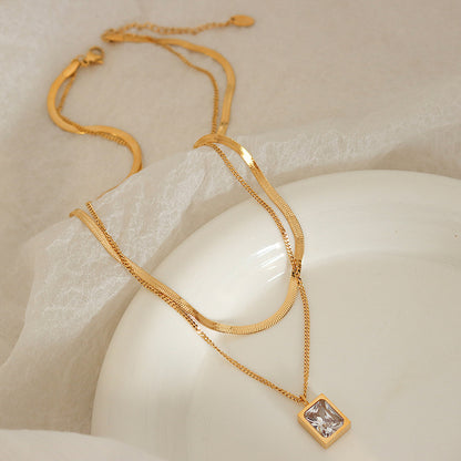 Zirconia Double Layer Necklace