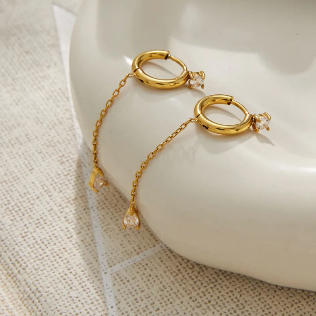 Ashley Chain Drop Hoops